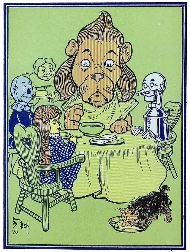 האריה אוכל דייסה ליד השולחן