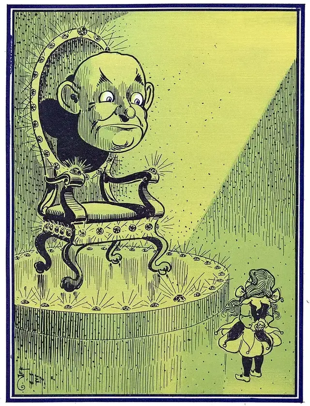 עוץ הגדול בדמות ראש ענק על כס הברקת